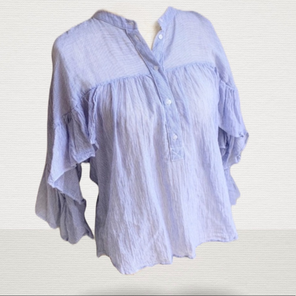 Maeve Ruffled Henley Top Small